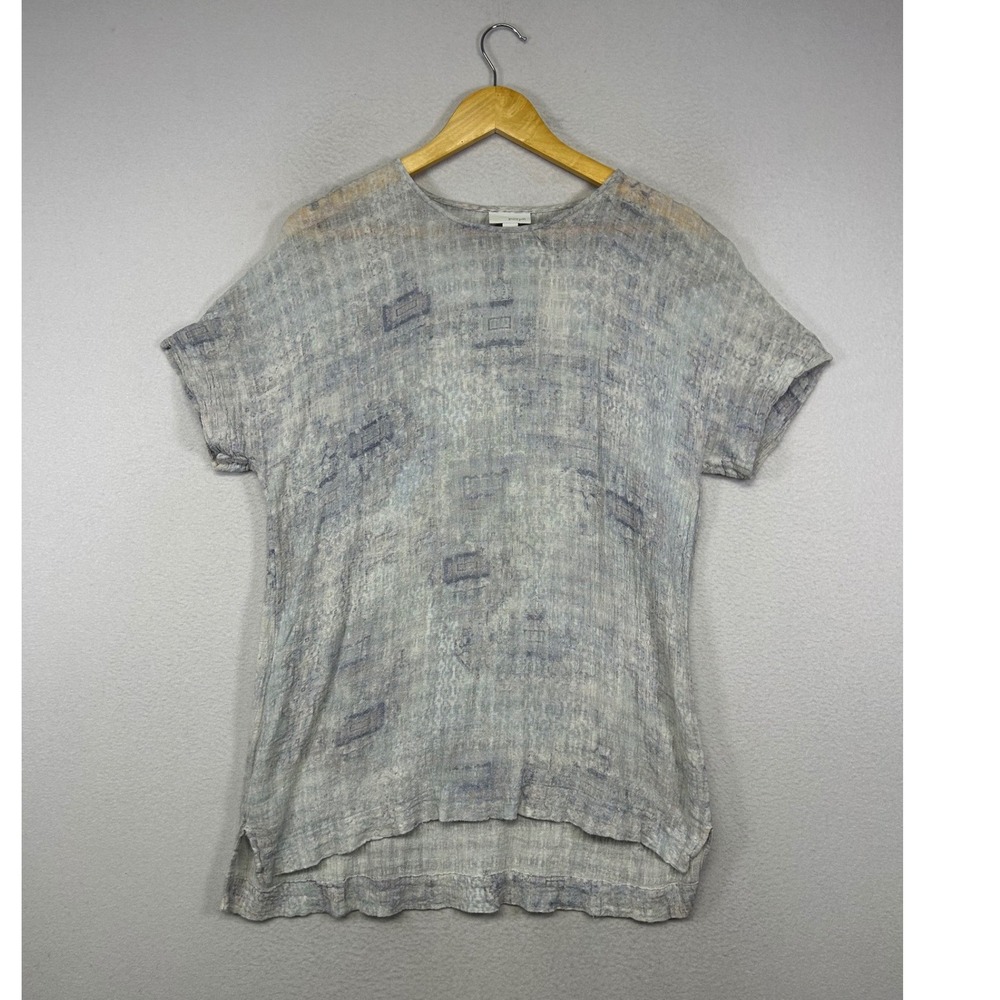 Light Blue-Grey Linen Blend Short Sleeve Tunic